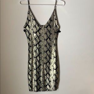 Faux snake skin mini dress